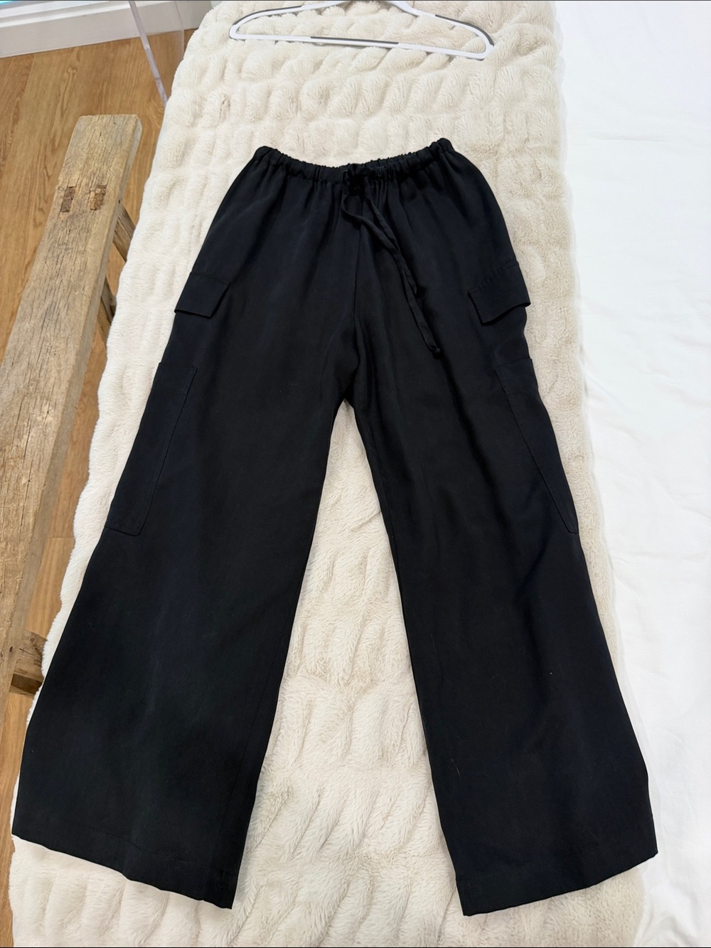 Reformation Black Wide-Leg Cargo Trousers